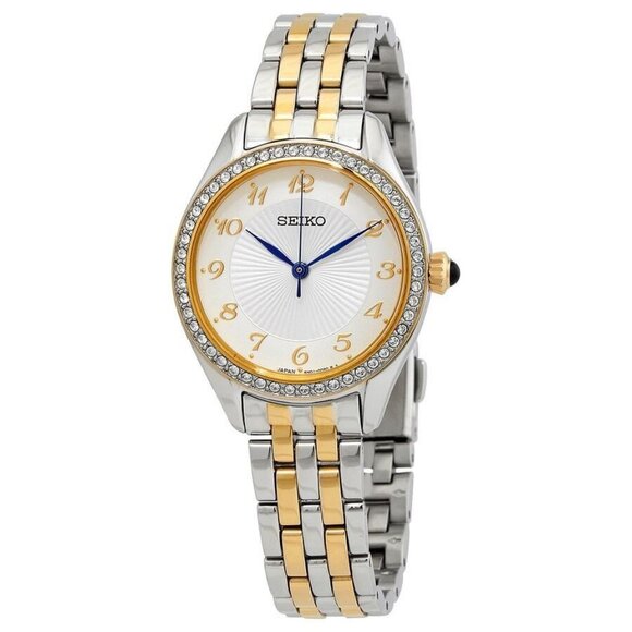 NWT Authentic Seiko Crystals Quartz White Dial Women's Watch - Picture 1 of 3